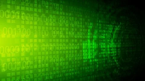 Green yellow binary code vector background,abstract perspective virtual cyber Stock Illustration