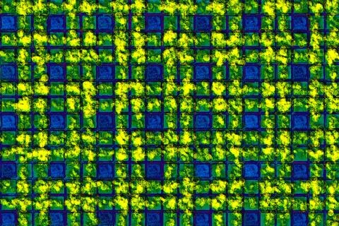Green yellow blue checkered pattern tiles for decoration Illustrazione stock
