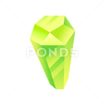 Green yellow crystal, precious gemstone or semiprecious stone vector Stock Illustration