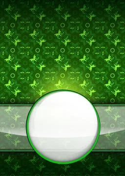 Green yellow foliage pattern with blank ribbon circle vector illustration Illustrazione stock