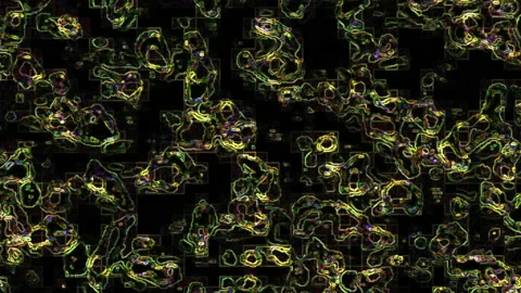 Green-yellow, noisy fluid effect with squares 스톡 동영상 147073699
