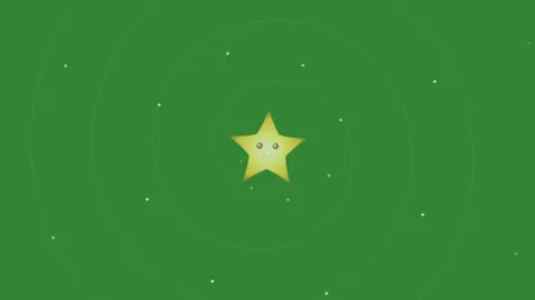 Green Yellow Star Circle Horizontal 16:9 Green Screen 動画素材 340461505