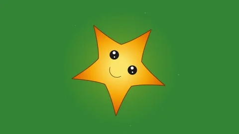 Green Yellow Star Horizontal 16:9 Green Screen 스톡 동영상 340458711