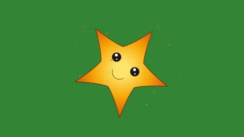 Green Yellow Star Horizontal 16:9 Green Screen Stock-Footage 340458716