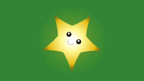 Green Yellow Star Horizontal 16:9 Green Screen Stock-Footage 340458748