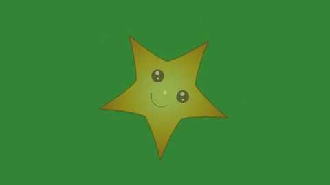 Green Yellow Star Screen Horizontal 16:9 Green Screen Stock Footage 340458713