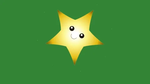 Green Yellow Star Screen Horizontal 16:9 Green Screen Stock-Footage 340461485