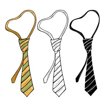 Green yellow striped ties. Vector illustration Stock Illustration