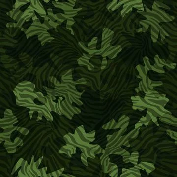 Green zebra camouflage pattern background seamless vector illustration Stock Illustration