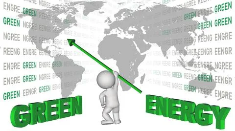 Green zeitgeist - composition of various graphic elements with 3D people 스톡 일러스트