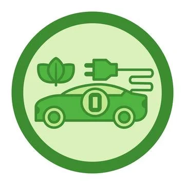 Green Zero Emission Label. Vector Icon. Symbol Indicating a Vehicle that Pr.. Stock Illustration