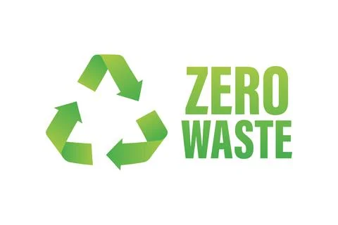 Green zero waste sign. Vector logo illustration. Doodle vector illustration. Stock Illustration
