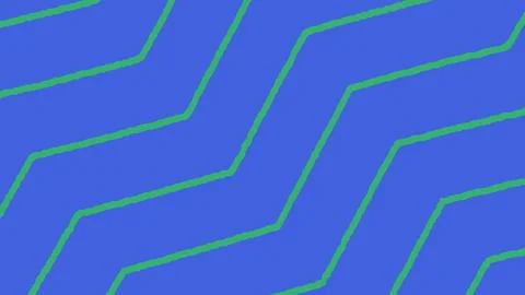 Green zig zag lines pattern on a blue background 스톡 일러스트