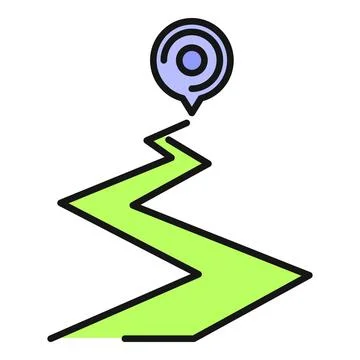 Green zigzag path leading to location pin イラスト素材