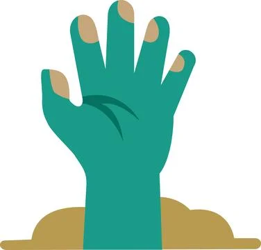 Green zombie hand emerging from soil Stockillustratie