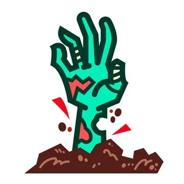 Green zombie hand vector icon illustration Stock Illustration