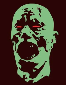 Green zombie screams head. Vector illustration. Stock Illustration