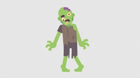 Green zombie walking front view. cartoon animation Stock Footage 260536011