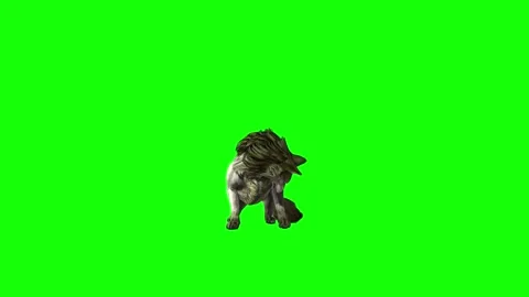 Green zombie Wolf KT  lick leg  green screen animation 3D rendering Stock Footage 296401892