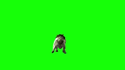 Green zombie Wolf KT  roar  green screen animation 3D rendering Stock Footage 296401469