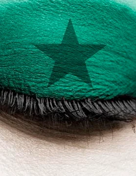 Green_star_eyeshadow_close-up Stock Photos