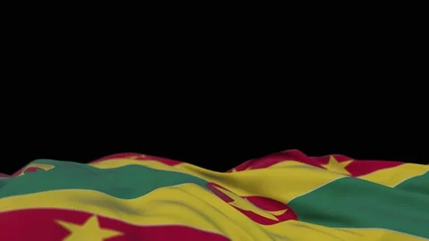 Greenada fabric flag waving on the wind loop. Greenada embroidery stiched clo Stock Footage 194419995