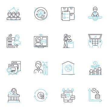 Greenbacks linear icons set. My, Currency, Cash, Dollars, Bills, Wealth, Profit Stock Illustration