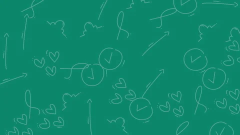 Greenboard Doodle Background - Time, Love, and Direction. Stock Footage 322987725