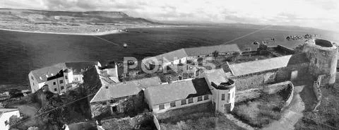 Greencastle Fort Battery Brae County Donegal on Atlantic Ocean Stock Photos