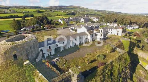 Greencastle Fort Battery Brae County Donegal on Atlantic Ocean Stock Photos