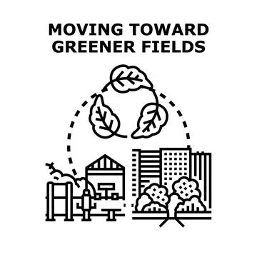 Greener fields development transitioning urban architecture Ilustración de archivo