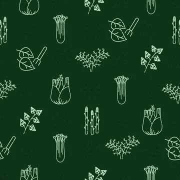 Greenery and herbs, seamless pattern Illustrazione stock