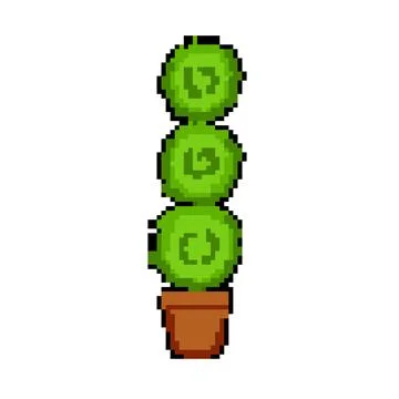 Greenery artificial plant pixel art vector illustration Stock Illustration