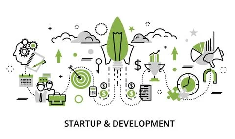 Greenery concept of startup and development project Illustrazione stock