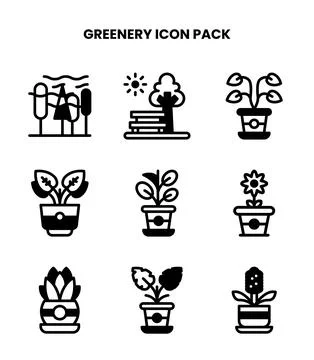 Greenery DuoTone Bundle Icons Pack 스톡 일러스트