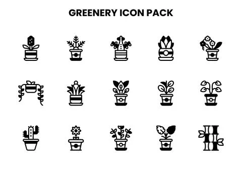 Greenery DuoTone Graphics Icons Pack Stock-Illustration