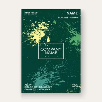 Greenery explosion paint splatter artistic cover frame design. D Stock Illustration