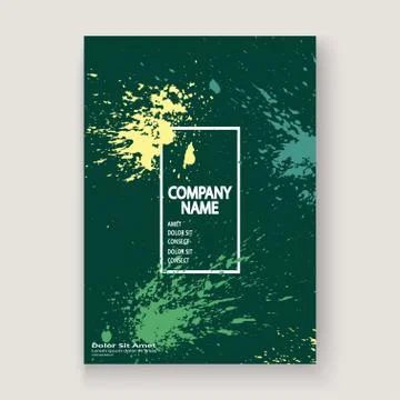 Greenery explosion paint splatter artistic cover frame design. D Stock Illustration