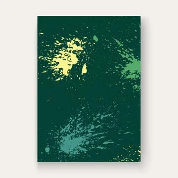 Greenery explosion paint splatter artistic cover frame design. Decorative dus Stock Photos
