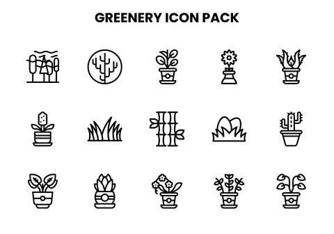 Greenery Line Graphics Icons Pack 스톡 일러스트
