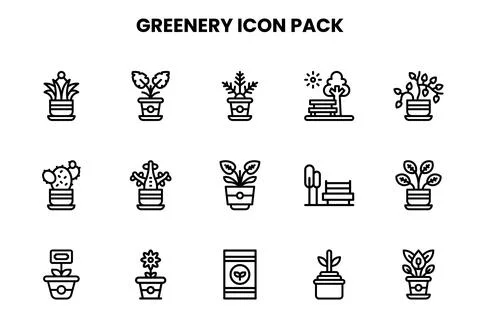 Greenery Line Graphics Icons Pack Stock-Illustration