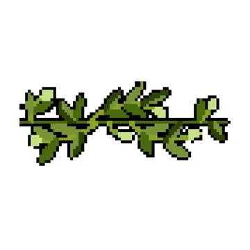 Greenery olive border divider pixel art vector illustration Stock Illustration