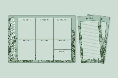 Greenery Planner Set Stock Illustration