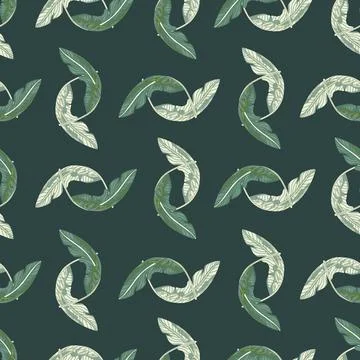 Greenery seamless pattern with doodle abstract banana leaf elements print. Na Stock Illustration