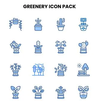 Greenery Two Colour Scalable Icons Pack Stock Illustration