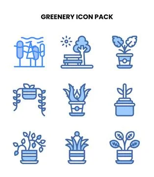 Greenery Two Colour Vector Icons Pack Stockillustratie