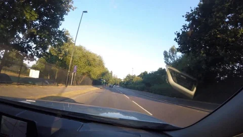 Greenford UK road driving car view dash cam Stock Footage