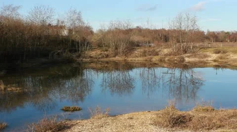 Greenham common lake Stock Footage 10902851