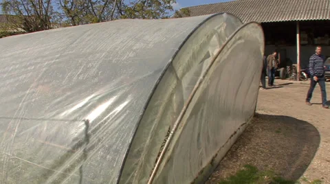 Greenhouse in the backyard draft system Stock-Footage 39660667