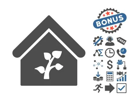 Greenhouse Building Flat Vector Icon With Bonus Ilustración de archivo